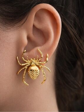 Gold Spider Statement Earrings - Women Jewelry